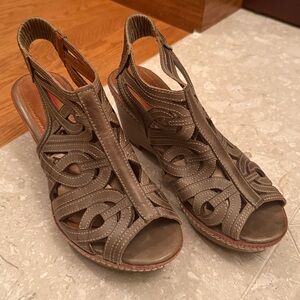 PIKOLINOS Lasercut Leather Slingback Wedge Comfort Sandals Size EU 38 US 7.5-8